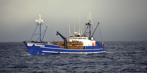 King crab vessel F/V Billikin prepares to deploy her pots