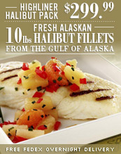 Wild Alaskan Halibut - 10 lb. Highliner Halibut Pack - Priority Overnight Shipping Included!